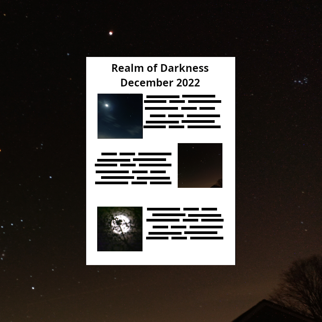 Image of December 2022 Realm of Darkness article against a night sky with a Moon with halo