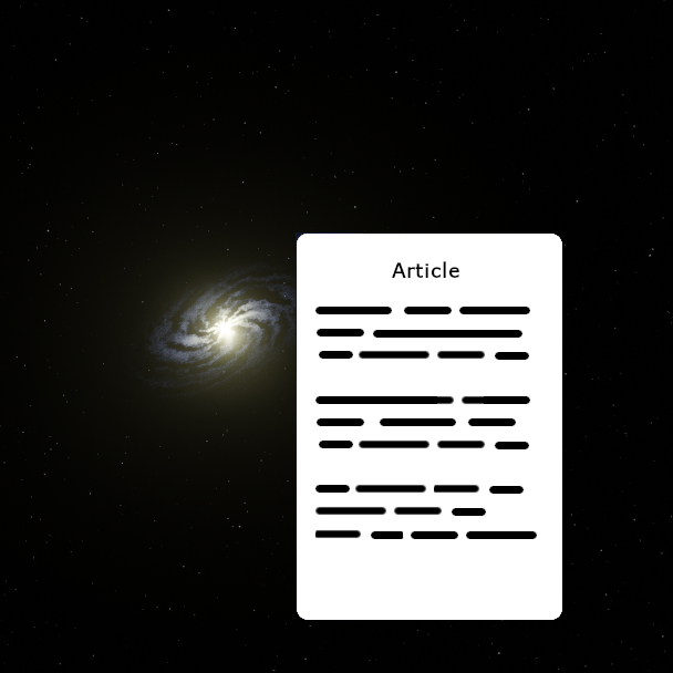 Image of an article against an a galaxy